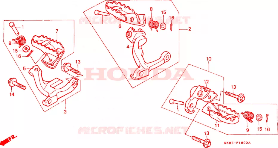 REPOSE PIED Honda MOTO 200 XR 1991  XR200RM