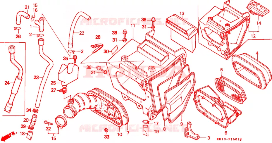 FILTRE A AIR (XR250RG/RH/RJ/RK/RL/RM) Honda MOTO 250 XR 1988  XR250RJ