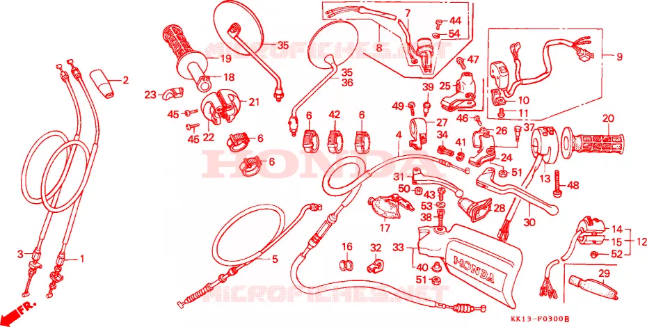 LEVIER DE GUIDON - CABLE - COMMODO Honda MOTO 250 XR 1990  XR250RL