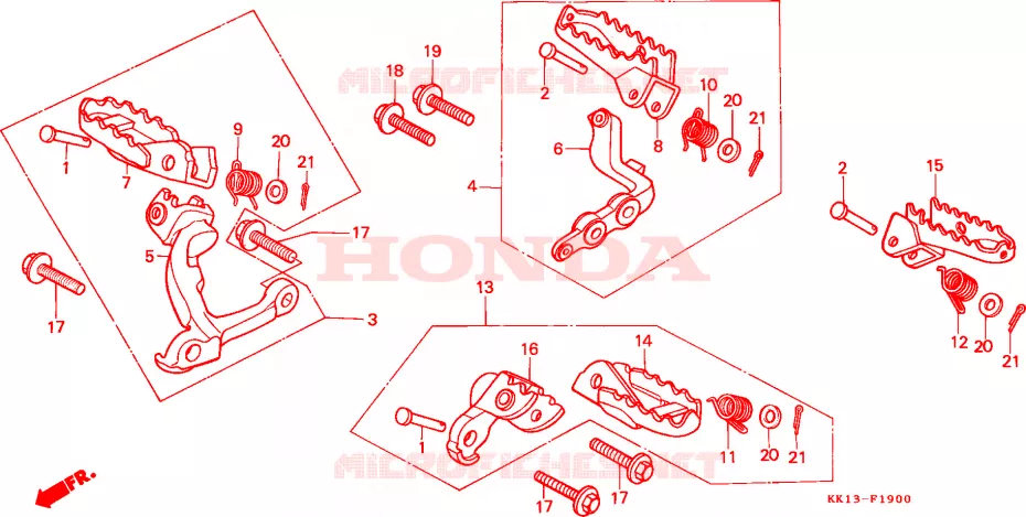 REPOSE PIED Honda MOTO 250 XR 1990  XR250RL