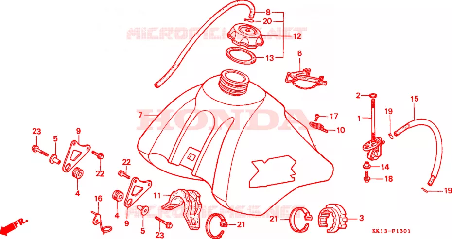 RESERVOIR A CARBURANT (XR250RG/RH/RJ/RK/RL/RM) Honda MOTO 250 XR 1990  XR250RL