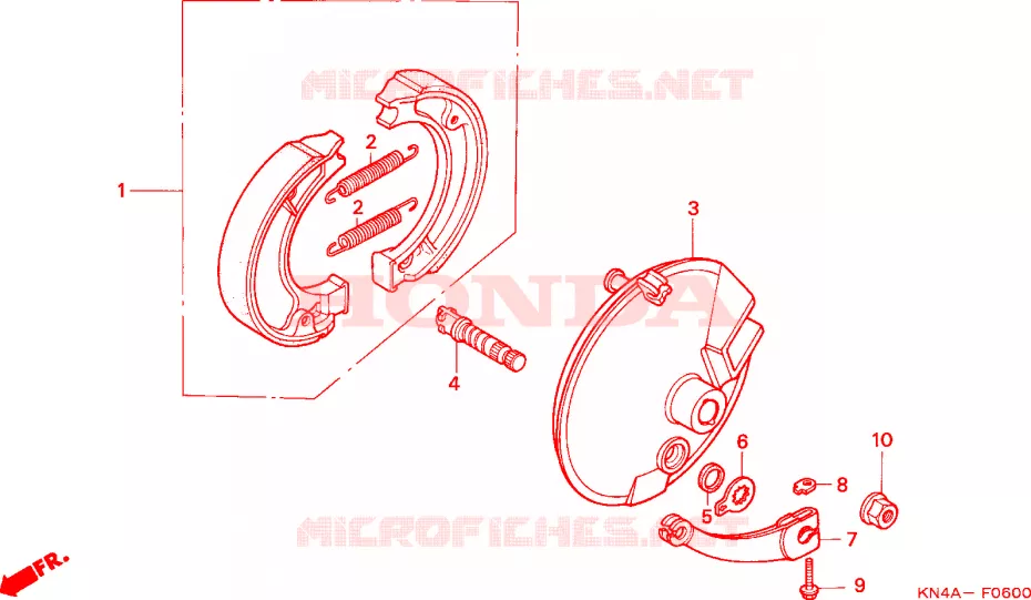 FLASQUE - MACHOIRES DE FREIN AVANT Honda MOTO 100 XR 2003  XR100R3