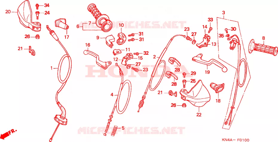 LEVIER DE GUIDON - CABLE Honda MOTO 100 XR 2003  XR100R3