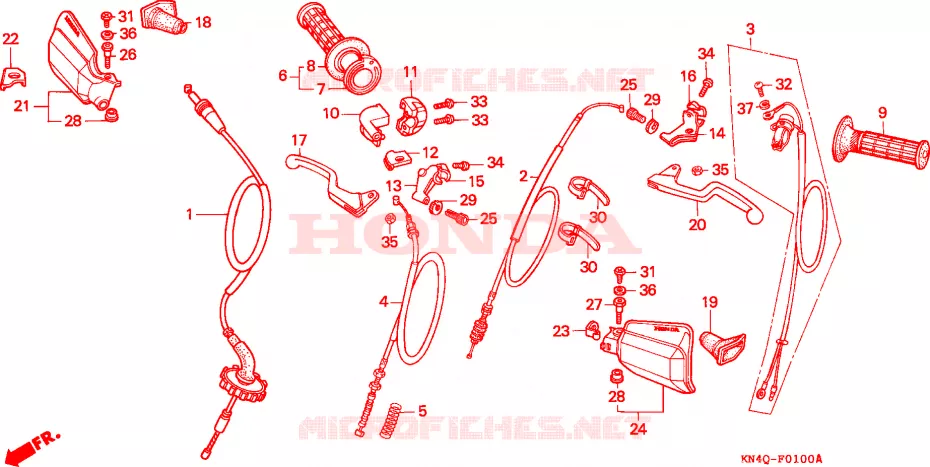 COMMODO - LEVIER - CABLE Honda MOTO 100 XR 2000  XR100RY