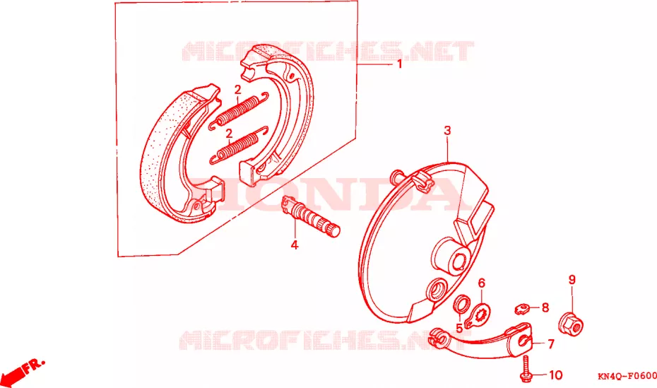FLASQUE - MACHOIRES DE FREIN AVANT Honda MOTO 100 XR 2000  XR100RY