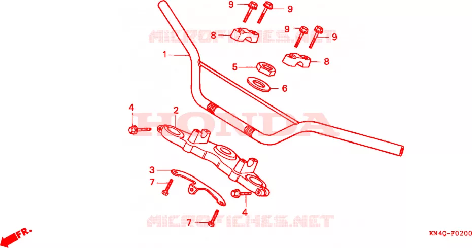 GUIDON - TE DE FOURCHE Honda MOTO 100 XR 1998  XR100RW