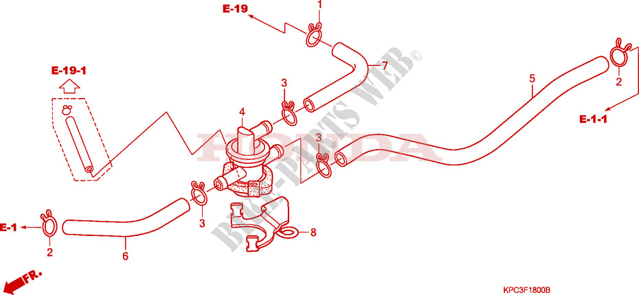 COMMANDE INJECTION D'AIR SOUPAPE(XL125V1/2/3/4/5/6) pour Honda 125 VARADERO de 2001