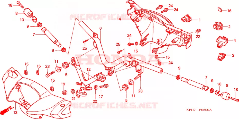 TUYAU DE GUIDON/REVETEMENT DE GUIDON/COMMUTATEUR(1) Honda SCOOTER 125 INNOVA 2004  ANF1253