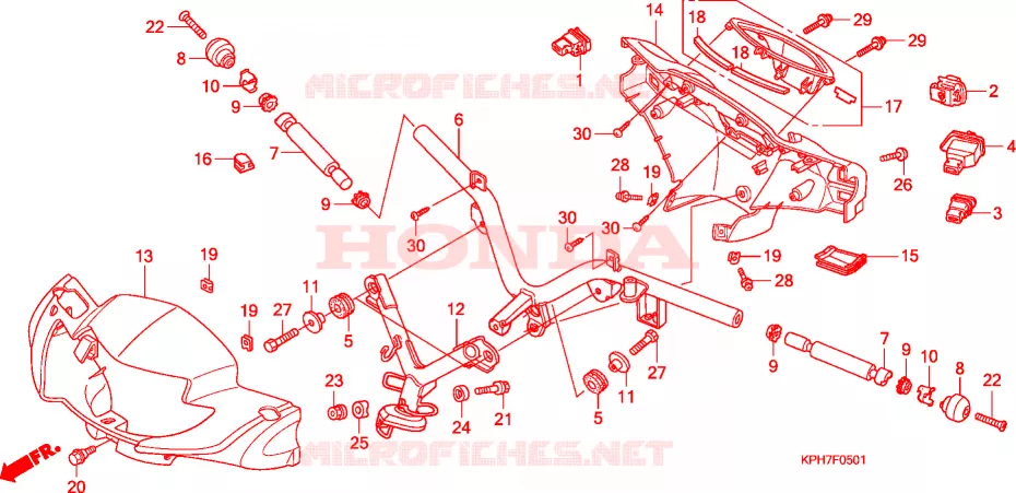 TUYAU DE GUIDON/REVETEMENT DE GUIDON/COMMUTATEUR(2) Honda SCOOTER 125 INNOVA 2009  ANF1257