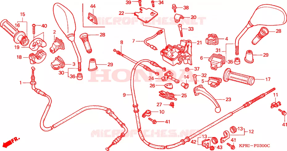LEVIER DE GUIDON - CABLE - COMMODO Honda SCOOTER 150 SH 2003  SH1503