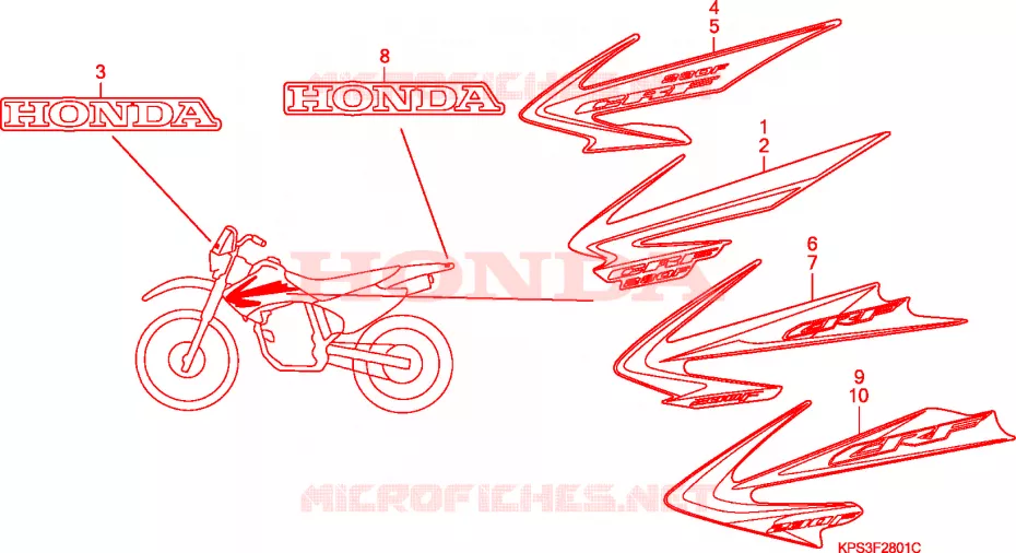 AUTOCOLLANTS (CRF230F7/8/9) Honda MOTO 230 CRF 2009  CRF230F9