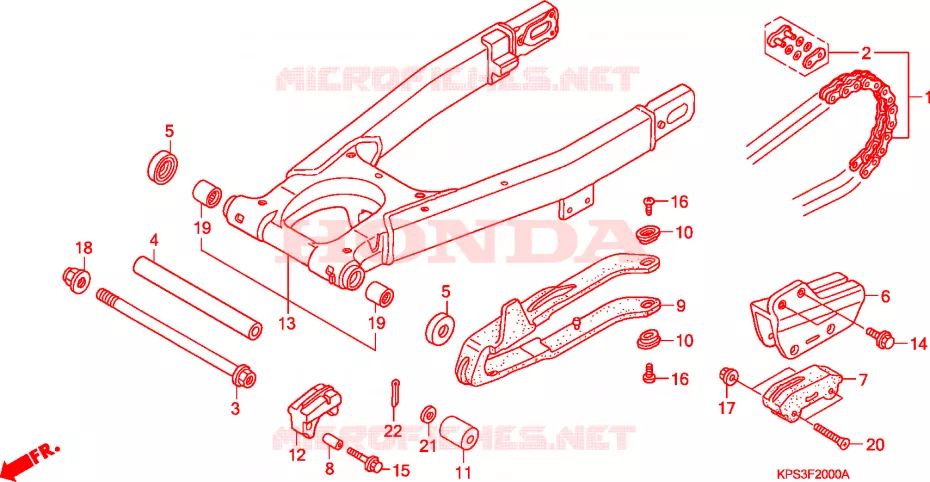 BRAS OSCILLANT - CARTER DE CHAINE Honda MOTO 230 CRF 2004  CRF230F4