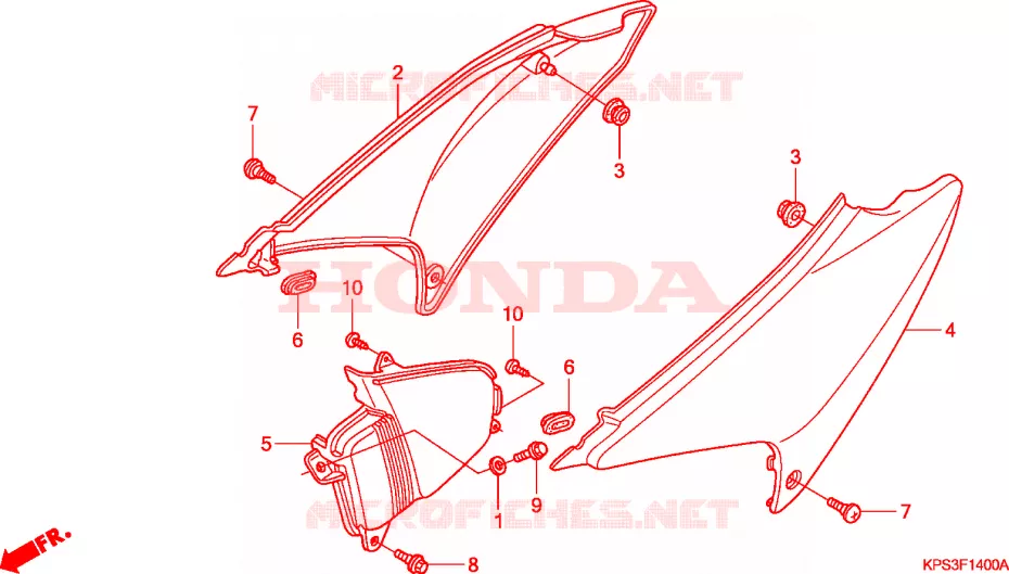 COUVERCLES LATERAUX Honda MOTO 230 CRF 2003  CRF230F3
