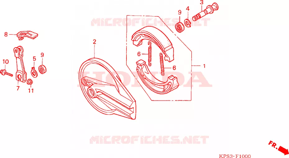 FLASQUE - MACHOIRES DE FREIN ARRIERE Honda MOTO 230 CRF 2004  CRF230F4