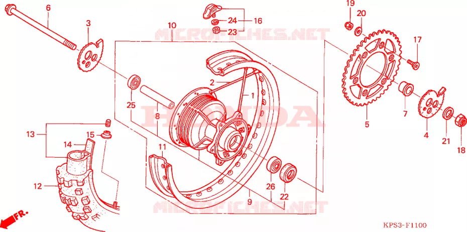 ROUE ARRIERE Honda MOTO 230 CRF 2004  CRF230F4
