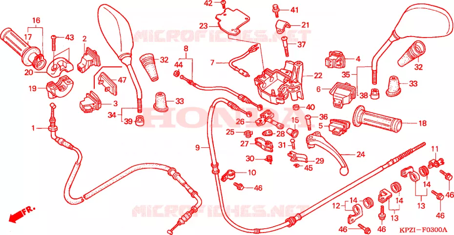 LEVIER DE GUIDON - CABLE - COMMODO Honda SCOOTER 150 DYLAN 2008  SES1504