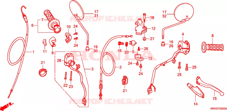 LEVIER DE GUIDON - CABLE - COMMODO Honda MOTO 125 XR 2007  XR125L6