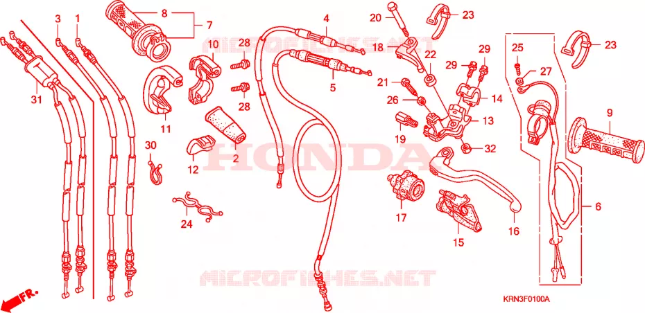 LEVIER DE GUIDON - CABLE - COMMODO Honda MOTO 250 CRF 2007  CRF250R7