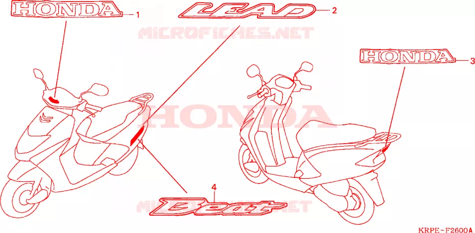 AUTOCOLLANTS Honda SCOOTER 100 LEAD 2007  SCV100F5