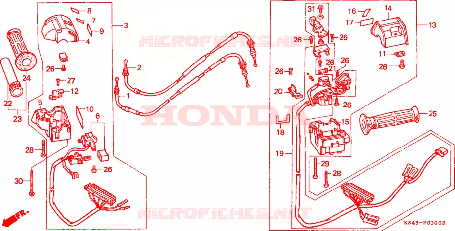 COMMODO - LEVIER - CABLE Honda SCOOTER 250 SPAZIO 1994  CN250R
