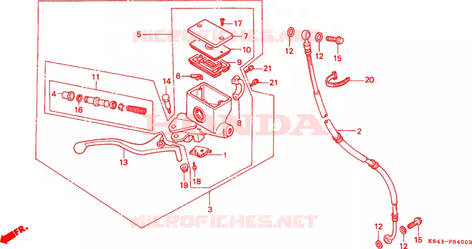 MAITRE CYLINDRE DE FREIN AVANT Honda SCOOTER 250 SPAZIO 1994  CN250R