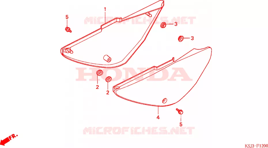 COUVERCLES LATERAUX Honda MOTO 100 CRF 2007  CRF100F7