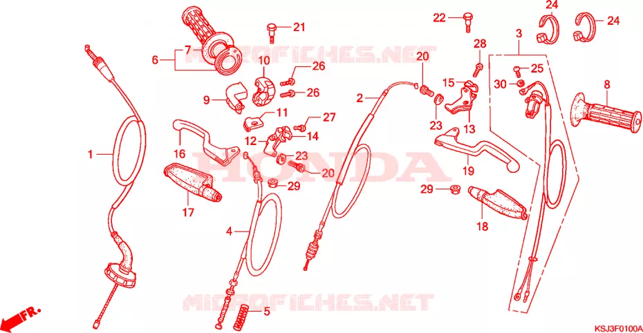 LEVIER DE GUIDON - CABLE Honda MOTO 100 CRF 2004  CRF100F4