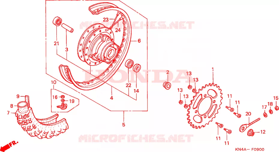 ROUE ARRIERE Honda MOTO 80 CRF 2004  CRF80F4