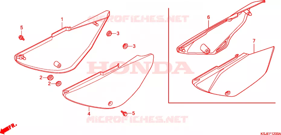 COUVERCLES LATERAUX Honda MOTO 100 CRF 2009  CRF100F9
