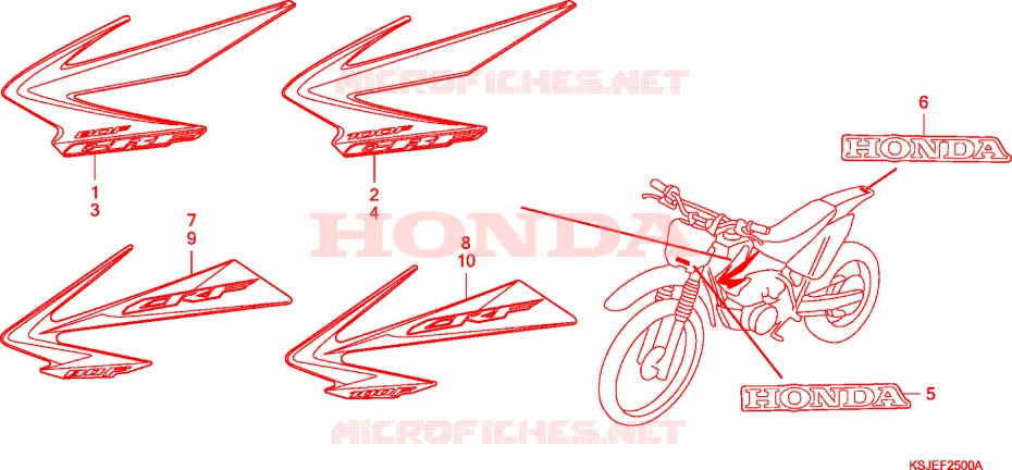 MARQUE(CRF80F8,9/CRF100F8,9,A) Honda MOTO 100 CRF 2009  CRF100F9