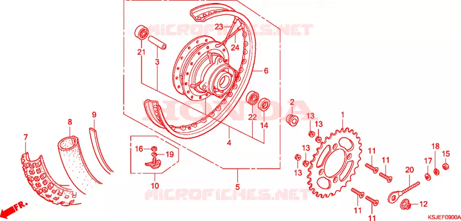 ROUE ARRIERE Honda MOTO 100 CRF 2008  CRF100F8