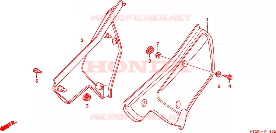 COUVERCLES LATERAUX Honda MOTO 200 XR 2002  XR200R2