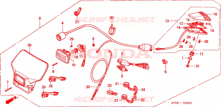 ENSEMBLE ECLAIRAGE Honda MOTO 200 XR 2002  XR200R2