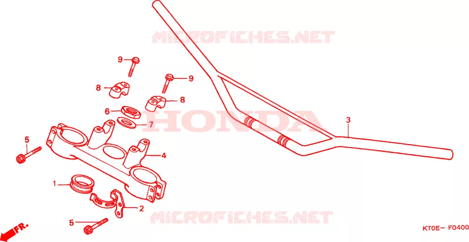 GUIDON - TE DE FOURCHE (1) Honda MOTO 200 XR 2002  XR200R2
