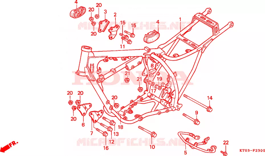 CADRE Honda MOTO 200 XR 2000  XR200RY