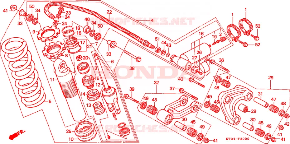 COUSSIN ARRIERE(1) Honda MOTO 200 XR 1993  XR200RP