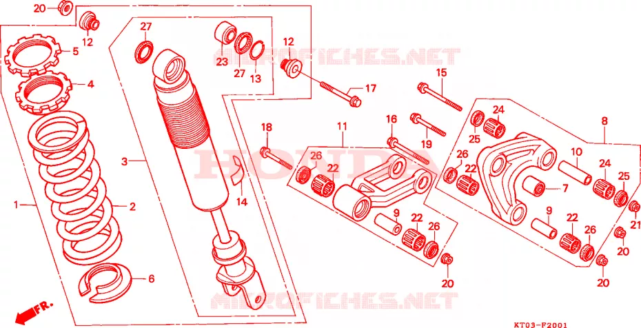 COUSSIN ARRIERE(2) Honda MOTO 200 XR 1993  XR200RP