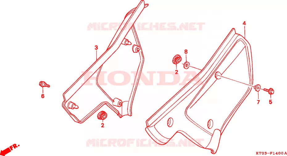 COUVERCLES LATERAUX Honda MOTO 200 XR 2000  XR200RY