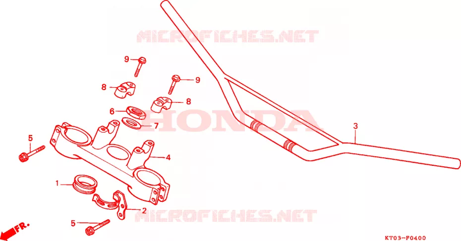 GUIDON - TE DE FOURCHE (1) Honda MOTO 200 XR 2000  XR200RY