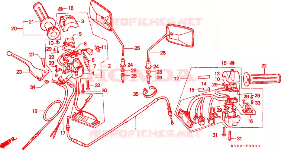 CABLES - COMMODOS - LEVIERS - POIGNEES Honda SCOOTER 125 SPACY 1996  CH125T