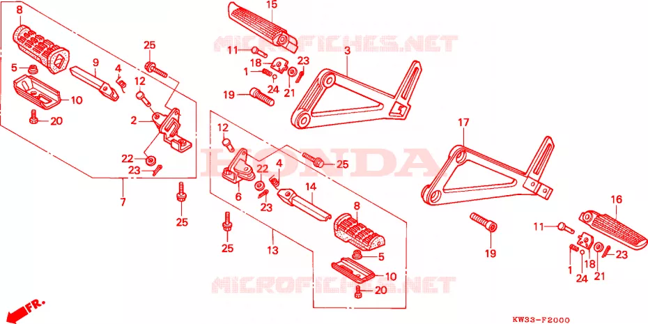 REPOSE PIED Honda MOTO 250 NX 1991  NX250M