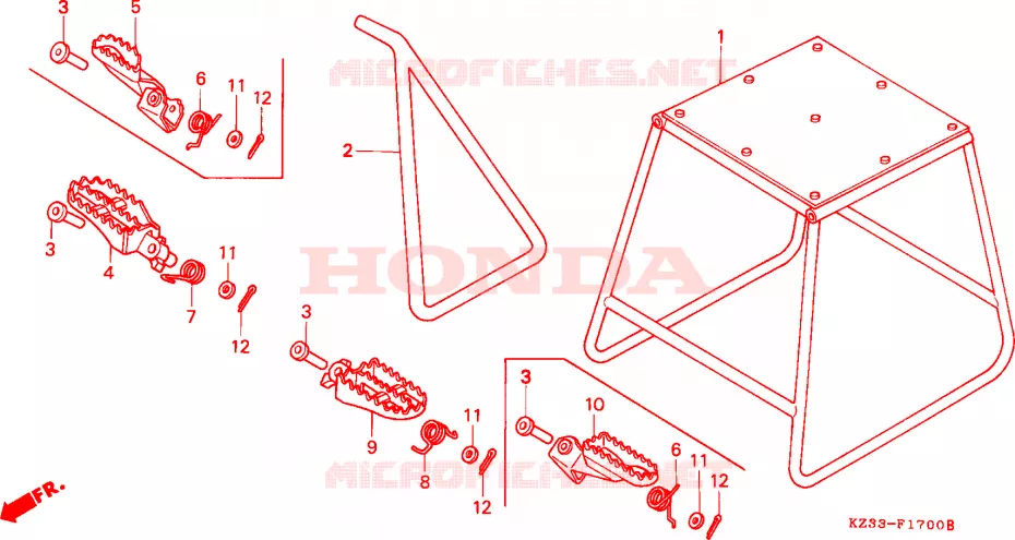 BEQUILLE - REPOSE PIEDS Honda MOTO 250 CR 1991  CR250RM