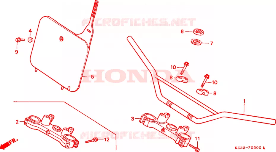 GUIDON - TE DE FOURCHE Honda MOTO 250 CR 1990  CR250RL