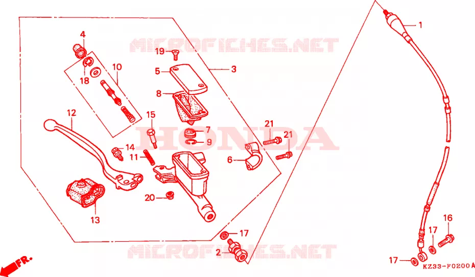 MAITRE CYLINDRE DE FREIN AVANT Honda MOTO 250 CR 1991  CR250RM