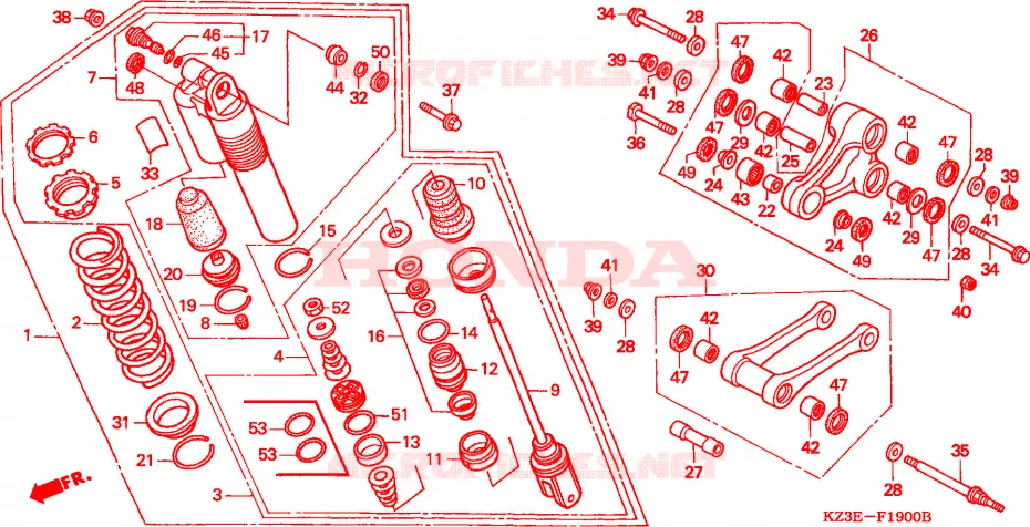 AMORTISSEUR ARRIERE Honda MOTO 250 CR 2000  CR250RY