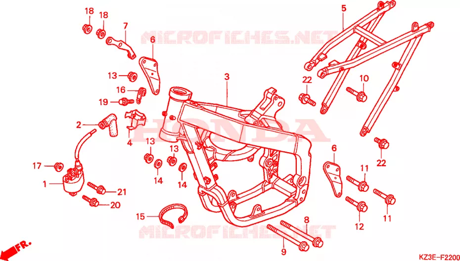 CADRE Honda MOTO 250 CR 2000  CR250RY