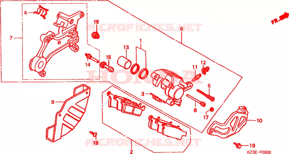 Kit Joints D'étrier De Frein Arrière Pour Honda CR250 R 1993 - Neuf - Référence Brakemasters BMH20200007SK-e