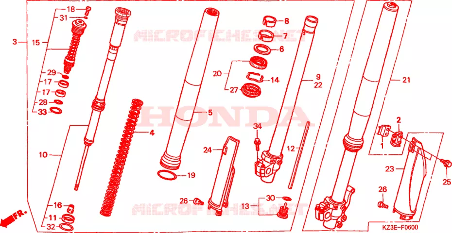 FOURCHE Honda MOTO 250 CR 2000  CR250RY
