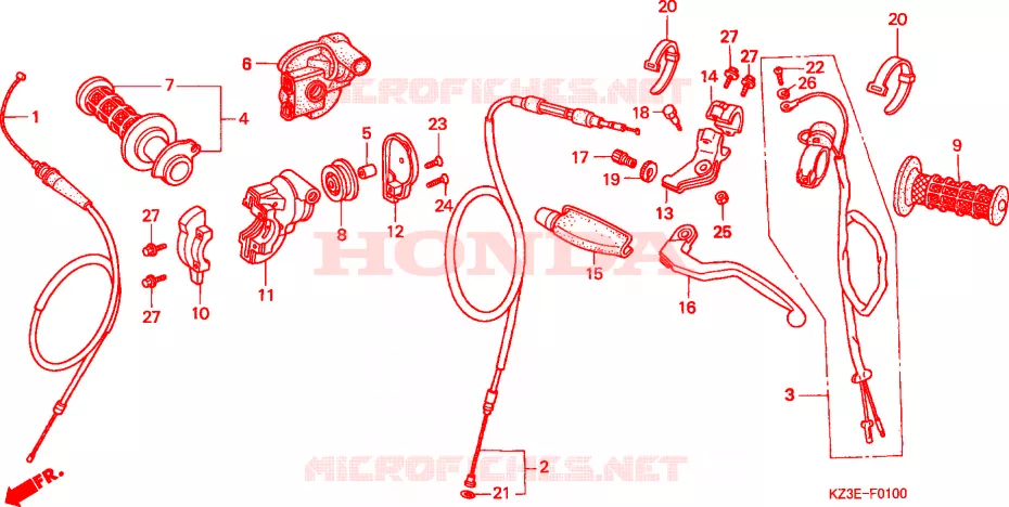 LEVIER DE GUIDON Honda MOTO 250 CR 2001  CR250R1