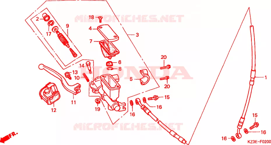 MAITRE CYLINDRE DE FREIN AVANT Honda MOTO 250 CR 2001  CR250R1